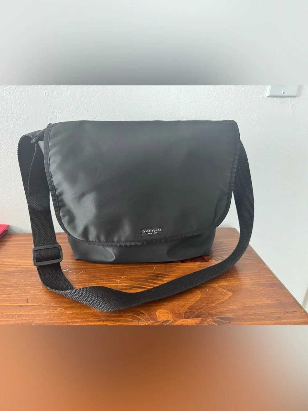 Kate Spade black Nylon Messenger Bag w/ adjustable shoulder strap
